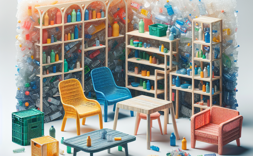 Mobiliário feito de embalagens de plástico reciclado