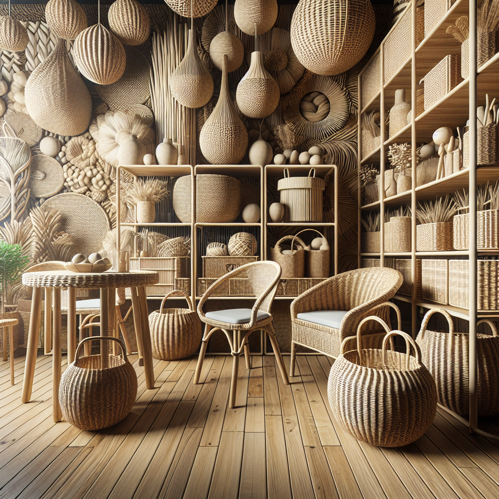 Mobiliário feito de vime