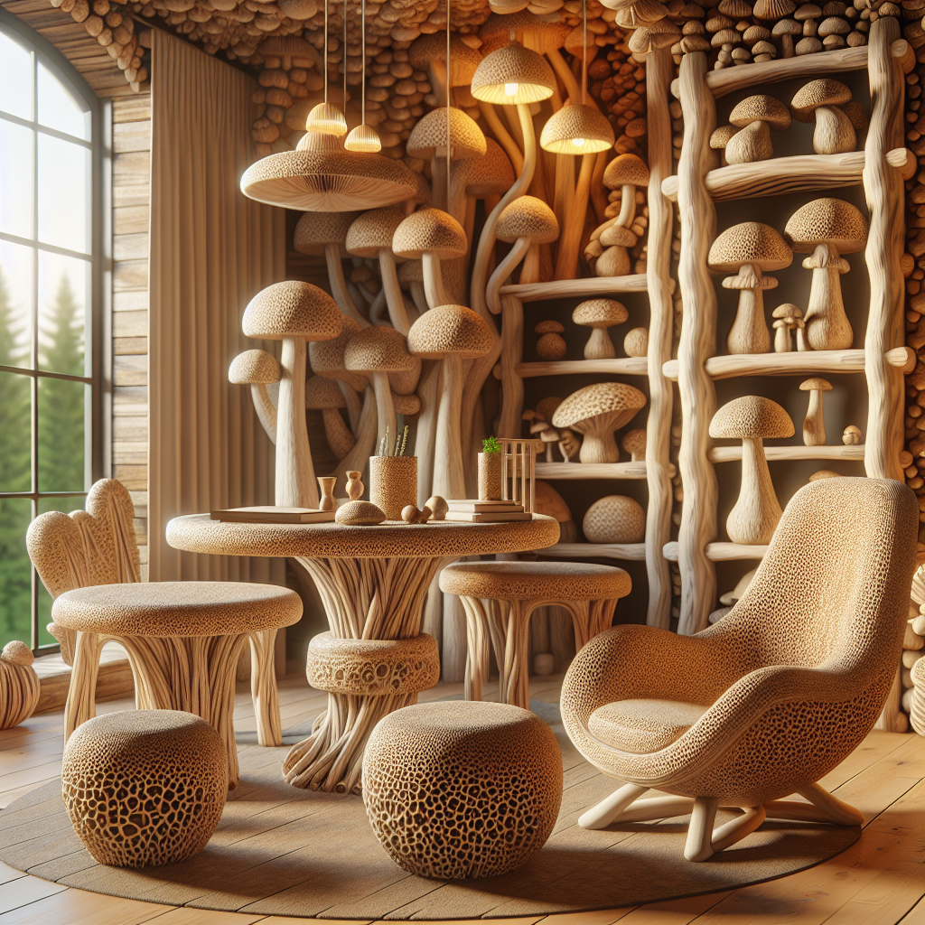 Mobiliário feito de cogumelos