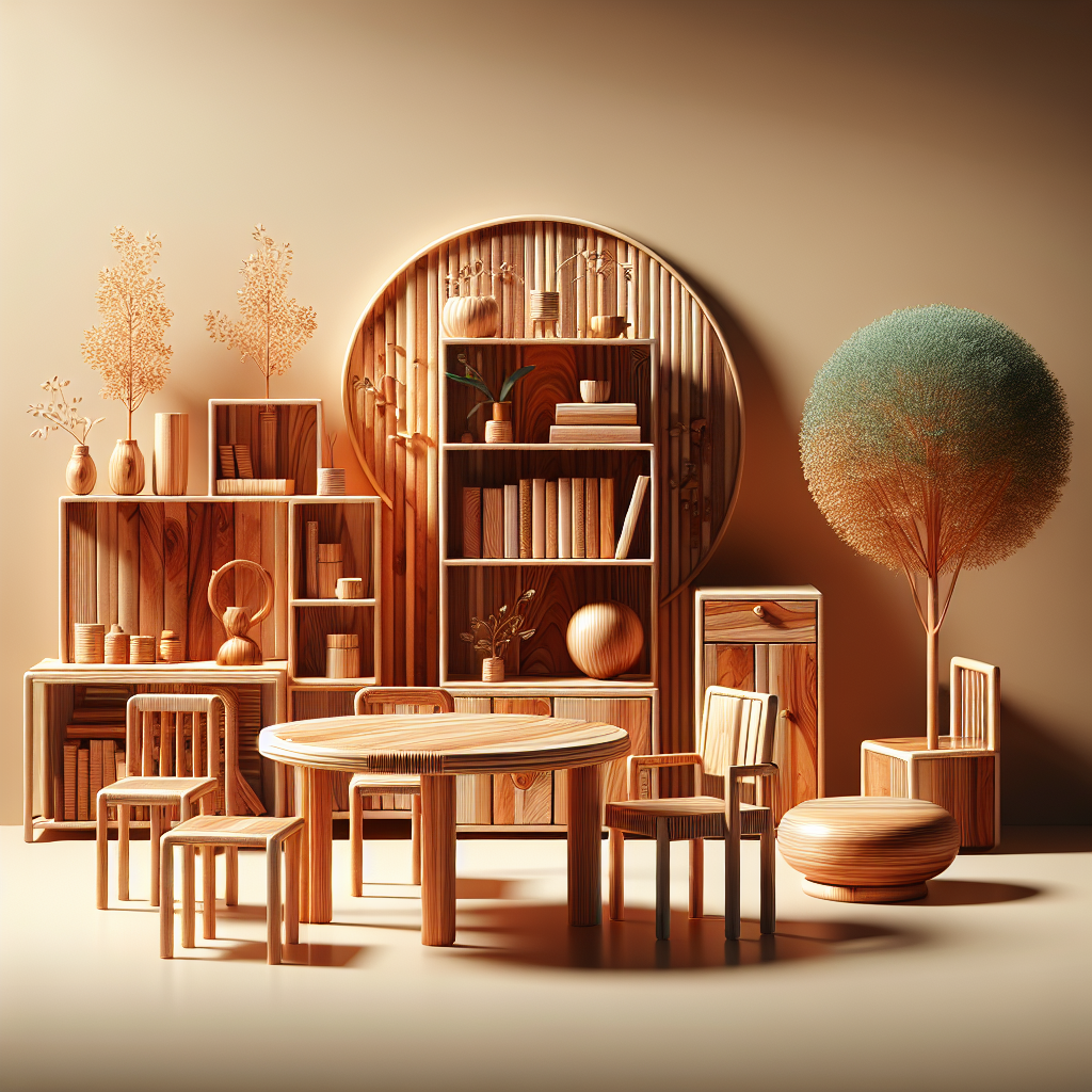 Mobiliário feito de madeira de pinho