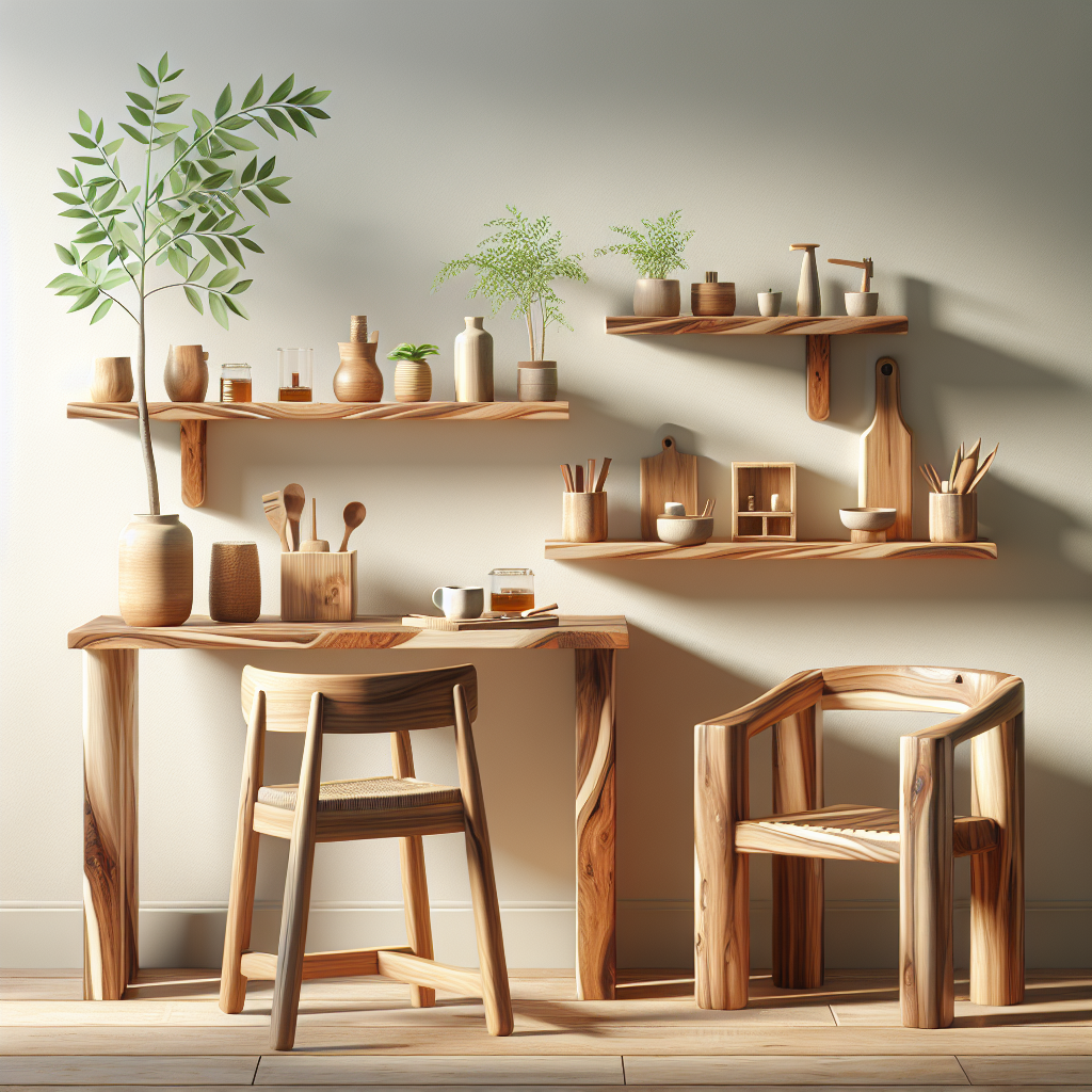 Mobiliário feito de madeira de eucalipto