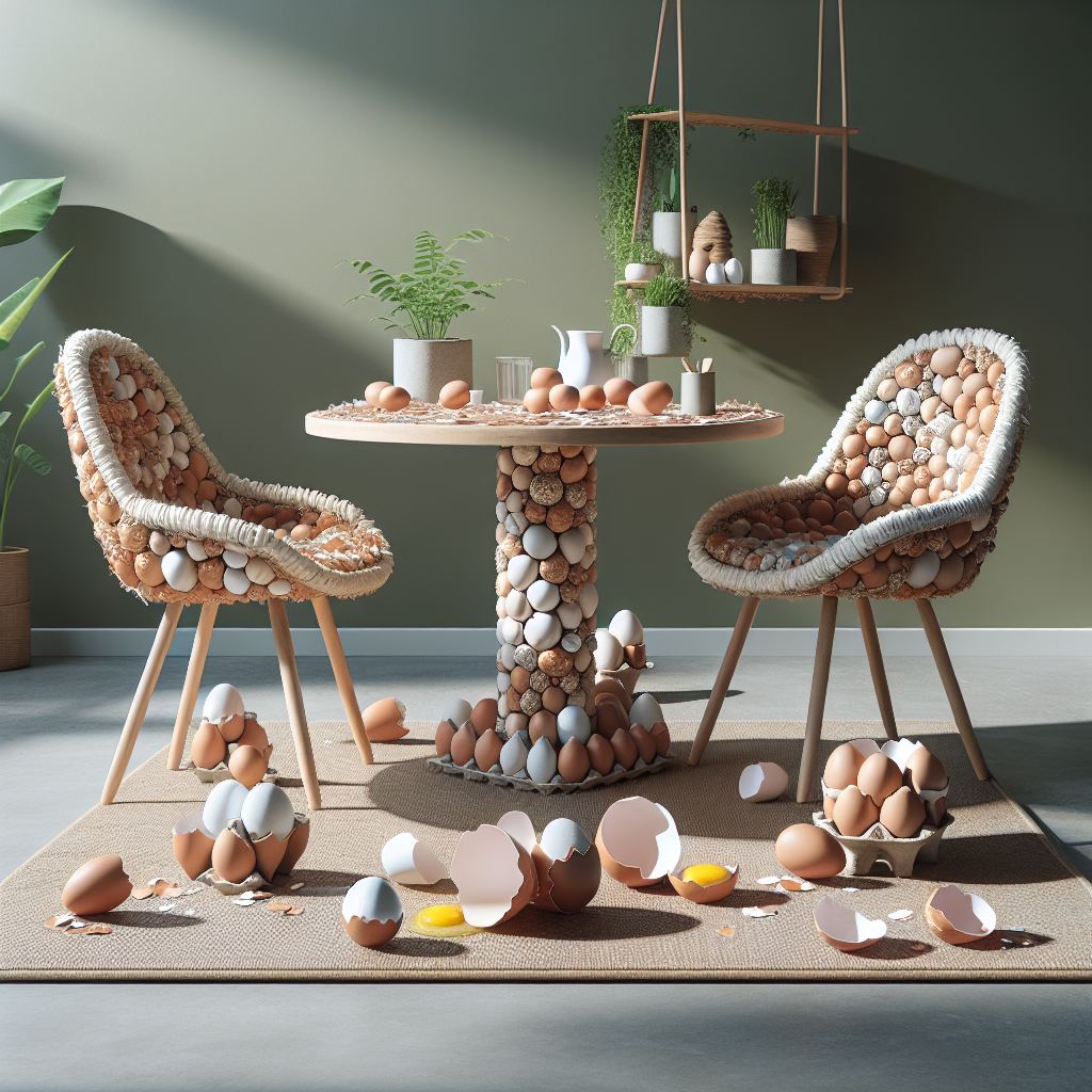 Mobiliário feito de cascas de ovo recicladas
